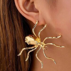 Gothic Solider Earrings Gold Tone, large, Sparkling Jewels, Engraved Detailing